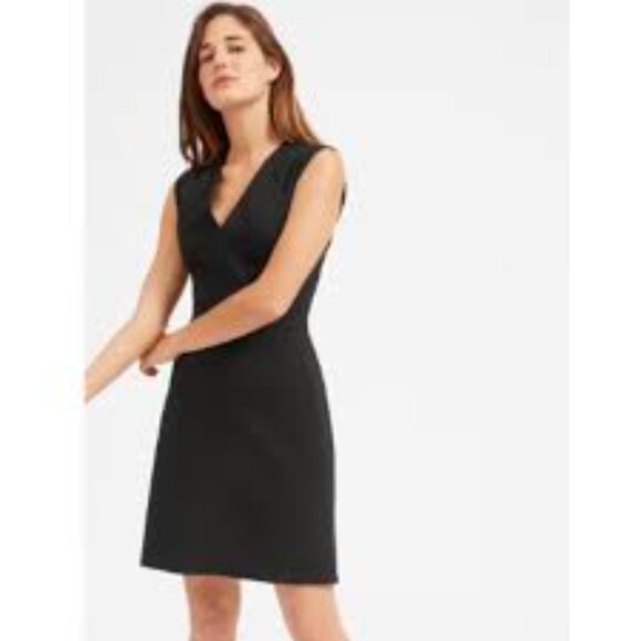 Everlane The Sleeveless V-Neck Flare Dress Size 6 Ponte Black Size 00 - Picture 1 of 7